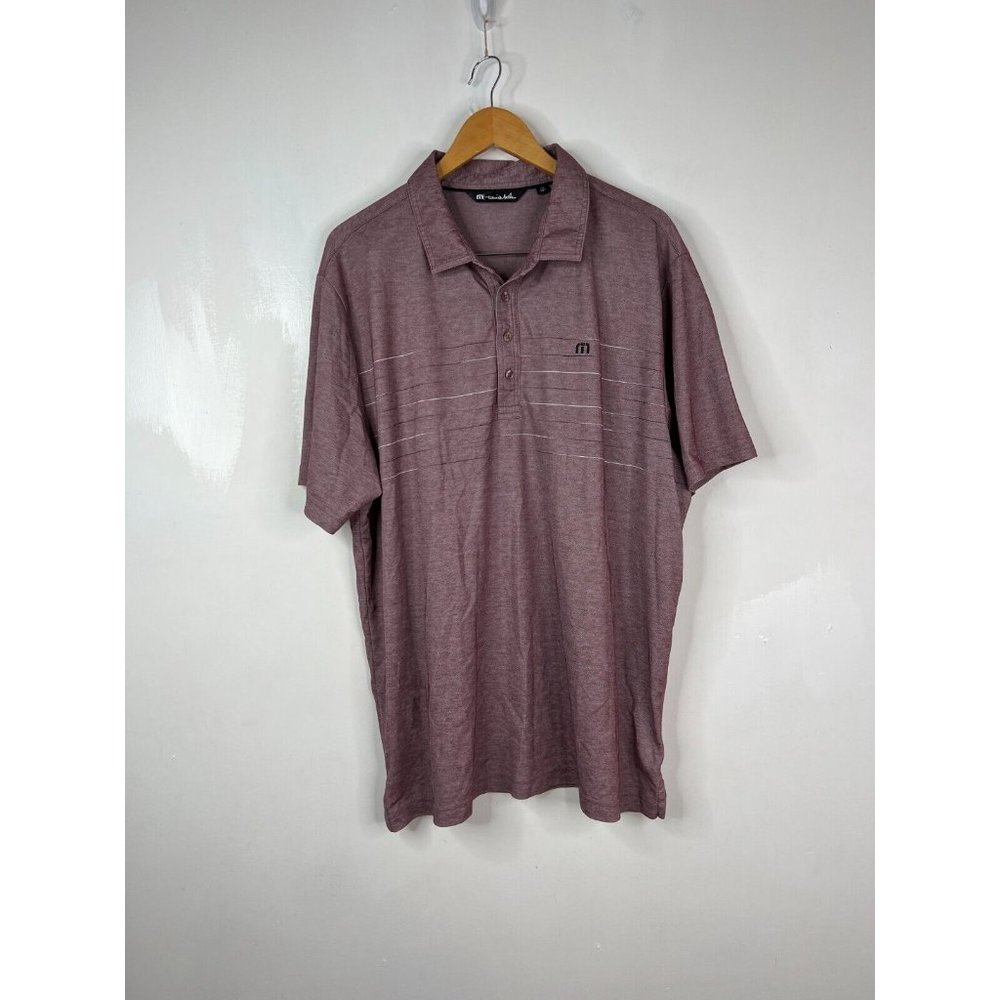 Travis Matthew Polo T-Shirt Mens Sz XXL Purple 3/4 Button Short Sleeve
